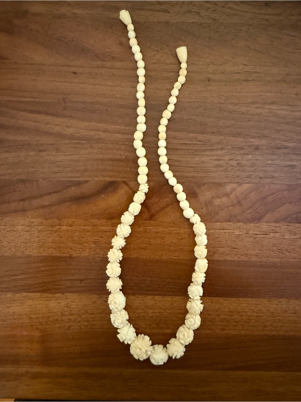 Handcrafted Ivory or Carved Bone Necklace